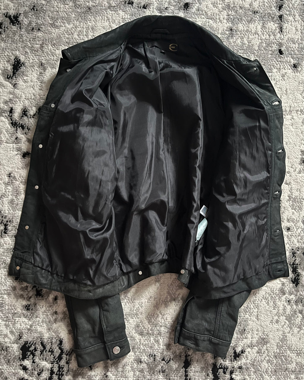 2002AW Cavalli ダークレザーロッカージャケット(M/L)
