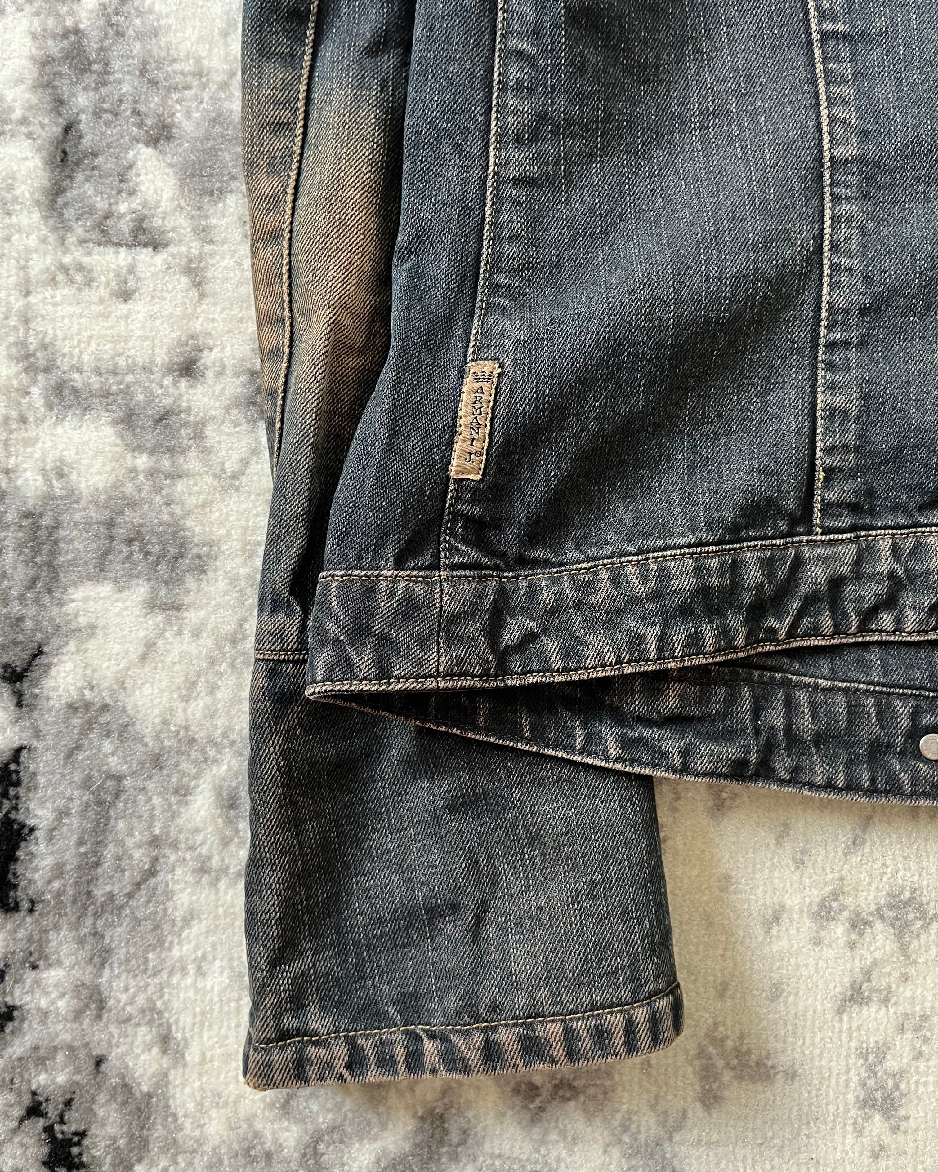 90s アルマーニ サムライ フェイデッド デニム ジャケット (S)