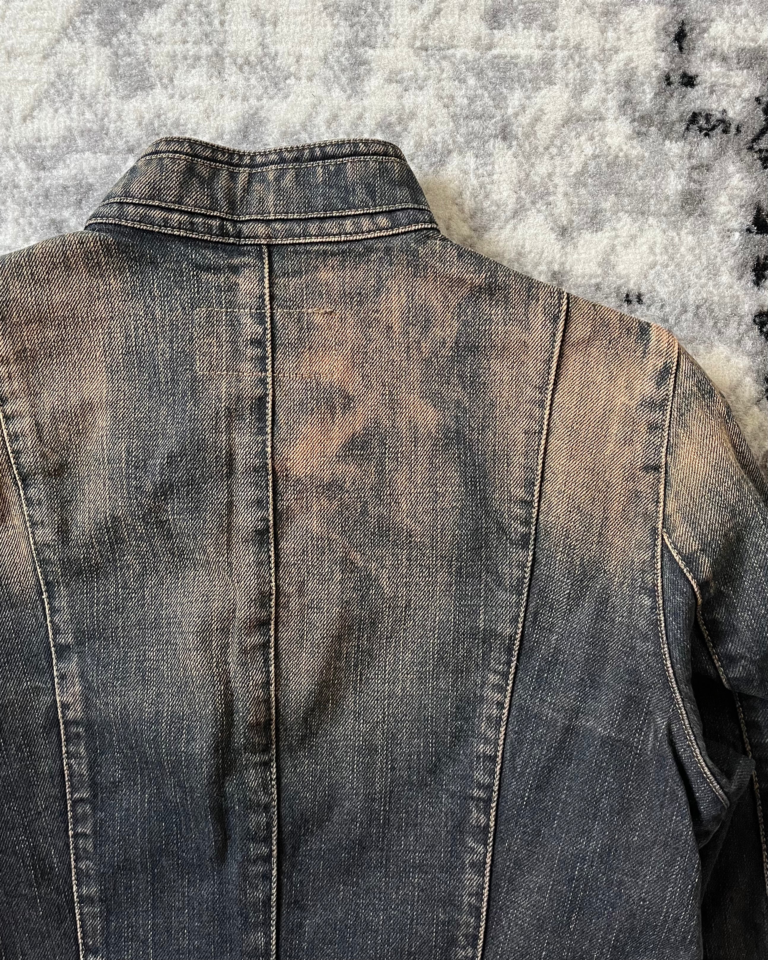 90s アルマーニ サムライ フェイデッド デニム ジャケット (S)