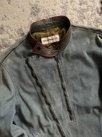 Emporio Armani Asymmetrical Zip Biker Leather Jacket (M)