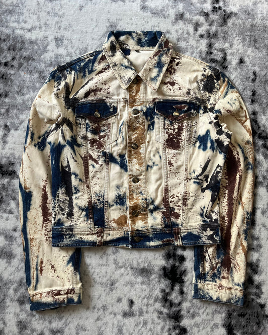2000s Cavalli World Rust Eroded Denim Jacket (S)