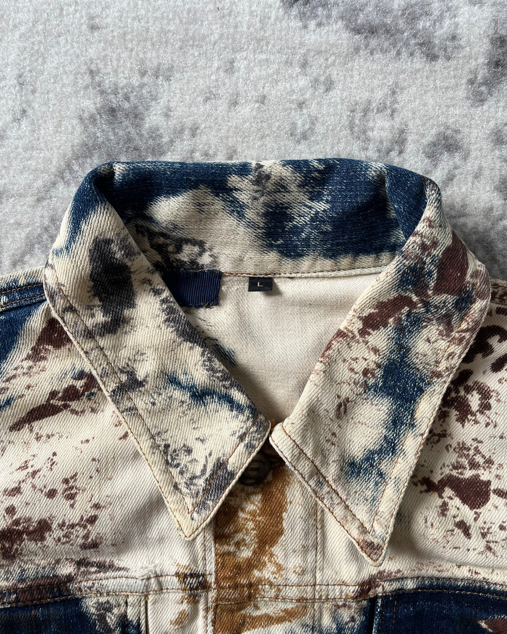 2000s Cavalli World Rust Eroded Denim Jacket