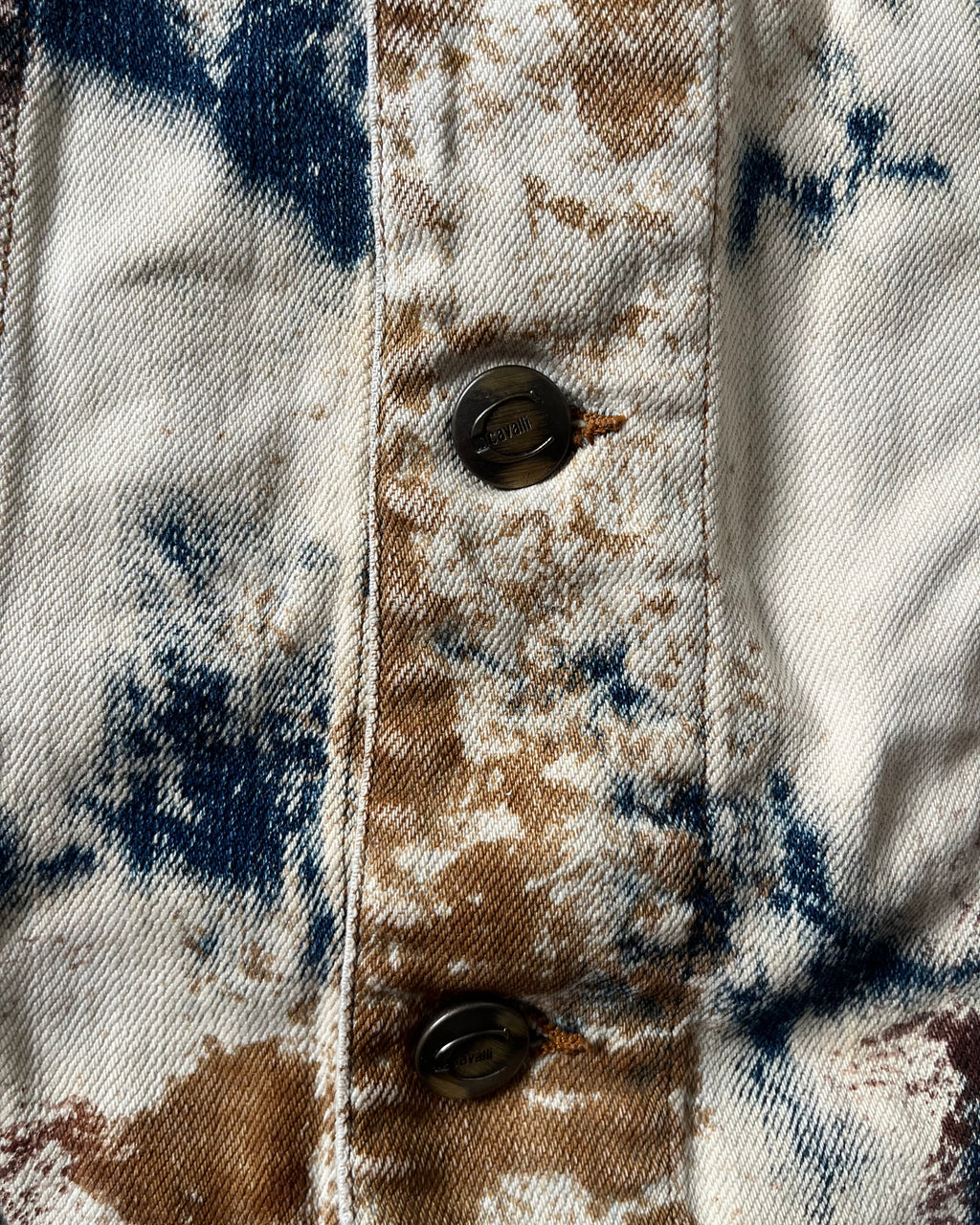 2000s Cavalli World Rust Eroded Denim Jacket
