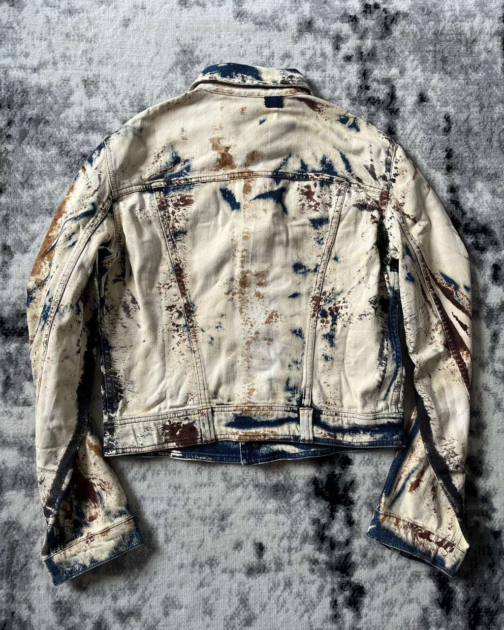 2000s Cavalli World Rust Eroded Denim Jacket