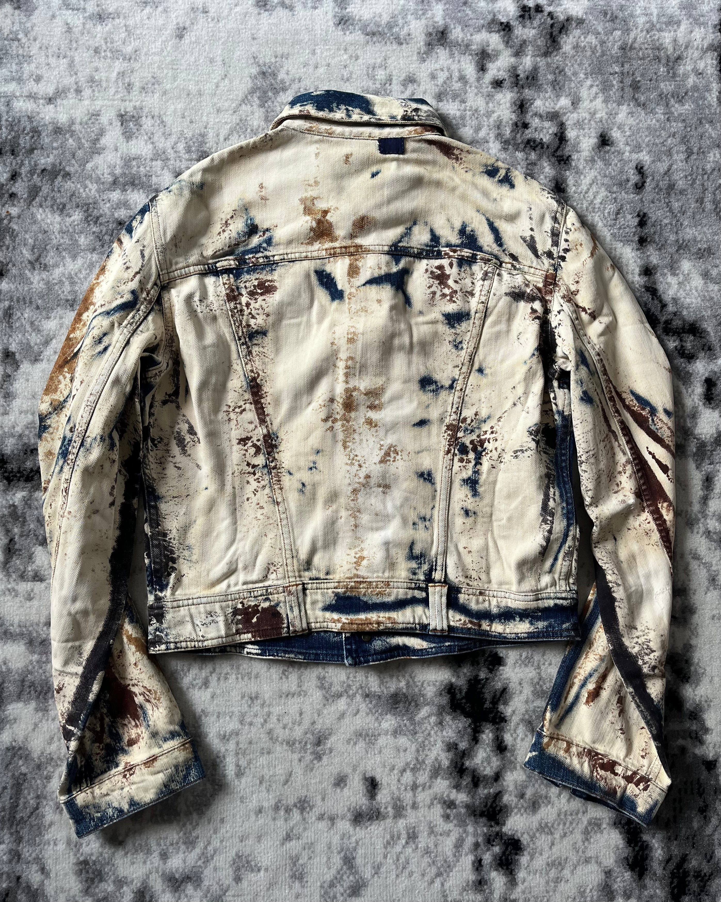2000s Cavalli World Rust Eroded Denim Jacket