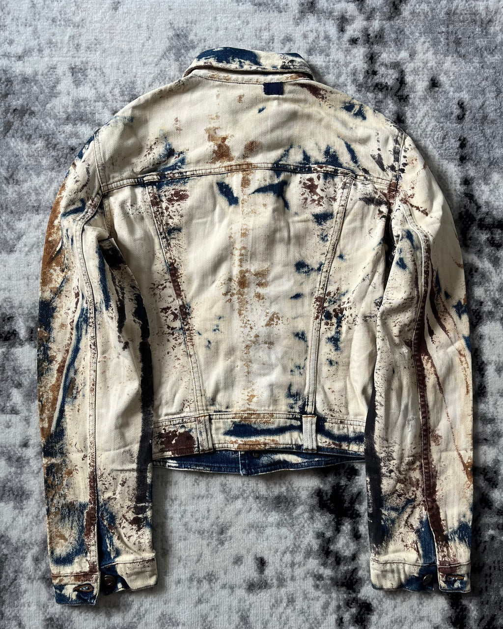 2000s Cavalli World Rust Eroded Denim Jacket