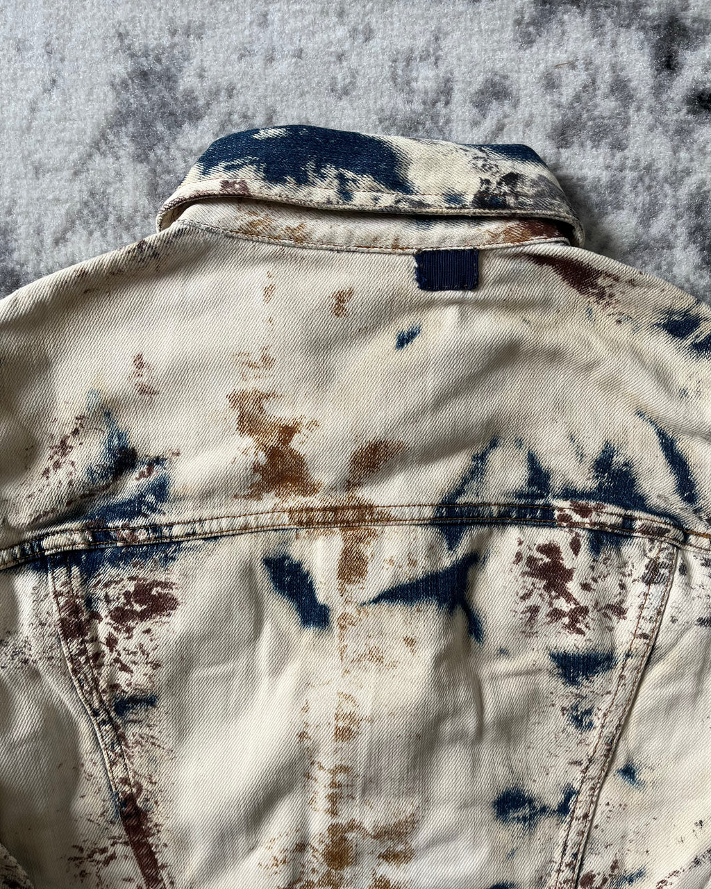 2000s Cavalli World Rust Eroded Denim Jacket