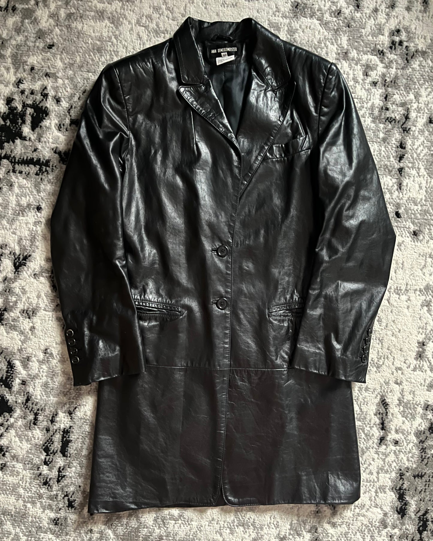 90 年代 Ann Demeulemeester 前卫皮革风衣 (S)