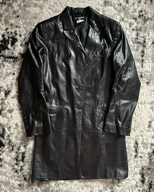 90s Ann Demeulemeester Avant-Garde Leather Trench Jacket (S)