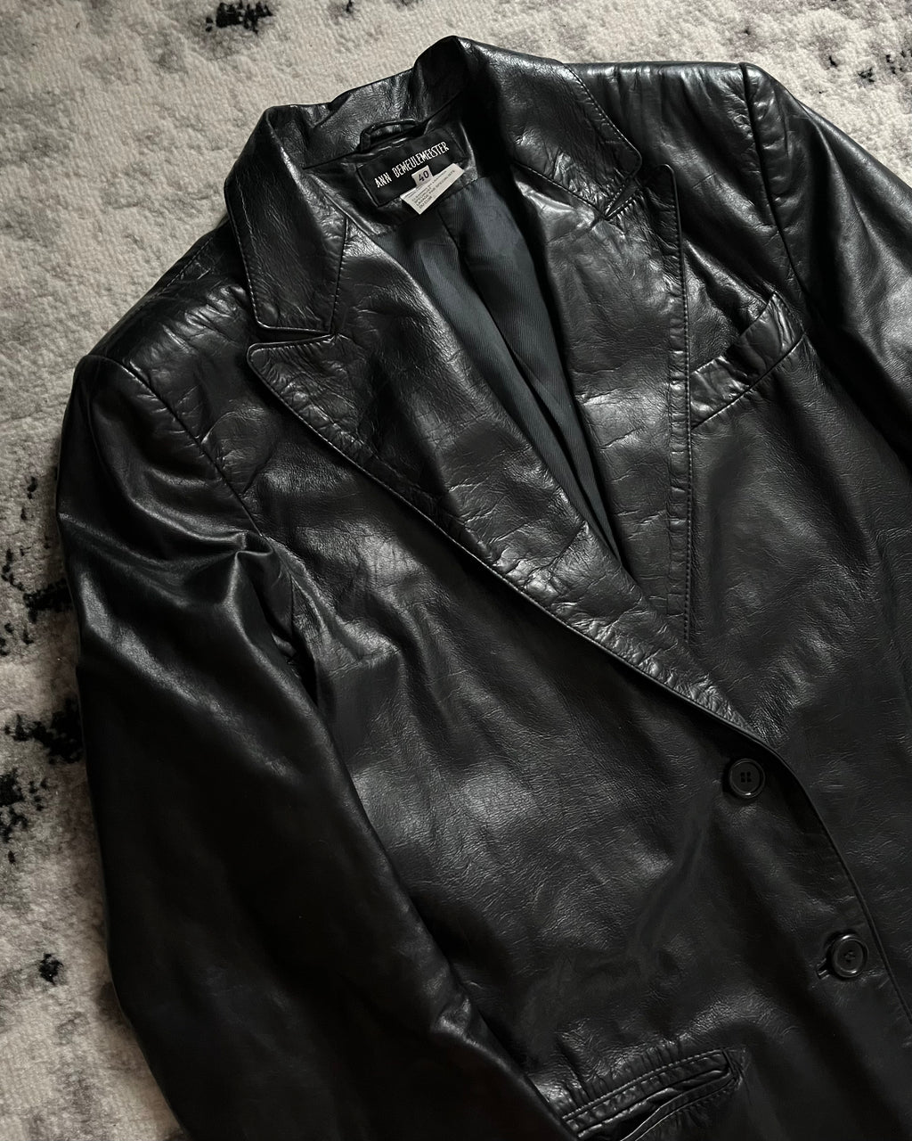 90s Ann Demeulemeester Avant-Garde Leather Trench Jacket (S)