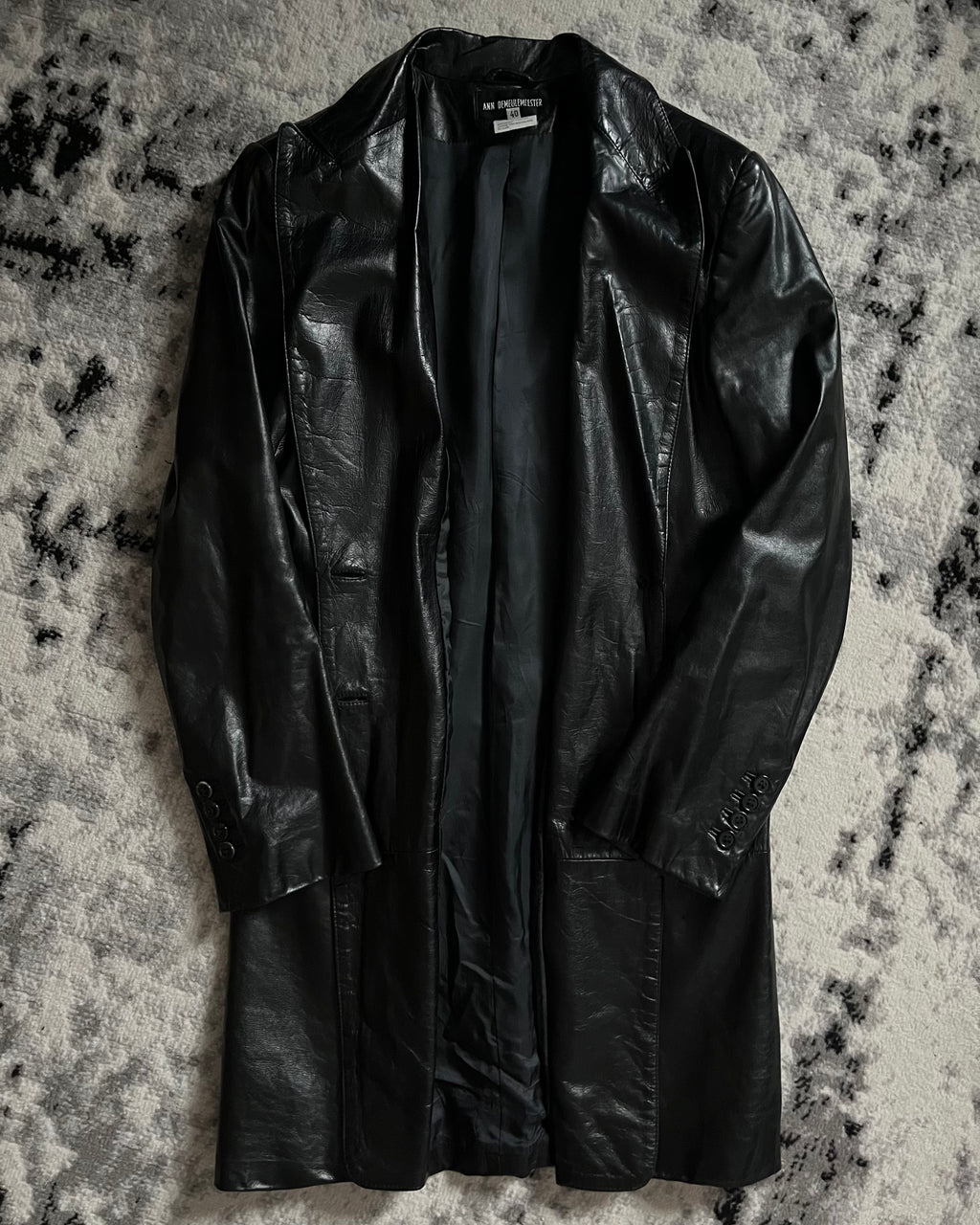 90s Ann Demeulemeester Avant-Garde Leather Trench Jacket (S 90s Ann Demeulemeester Avant-Garde Leather Trench Jacket (S