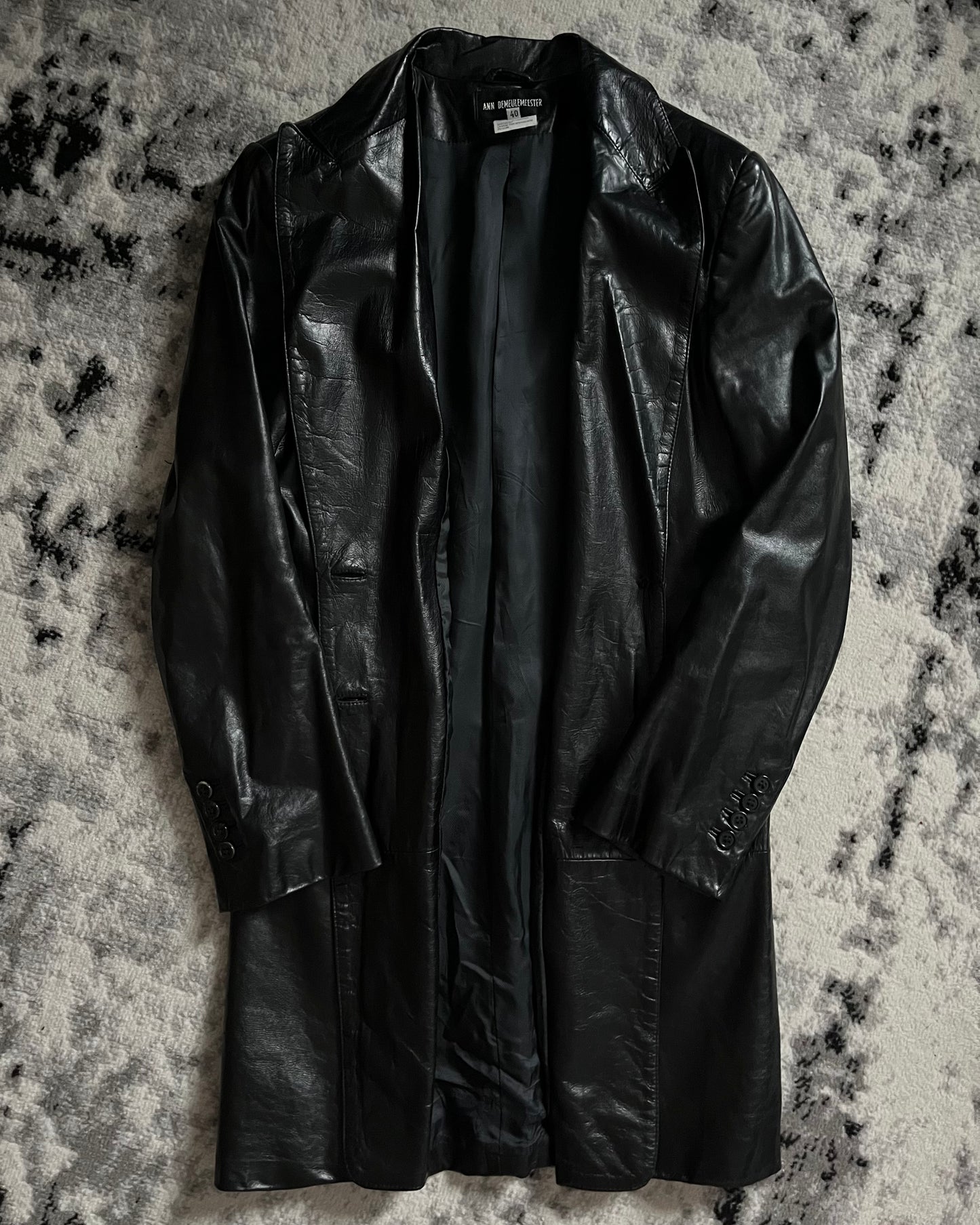 90 年代 Ann Demeulemeester 前卫皮革风衣 (S)