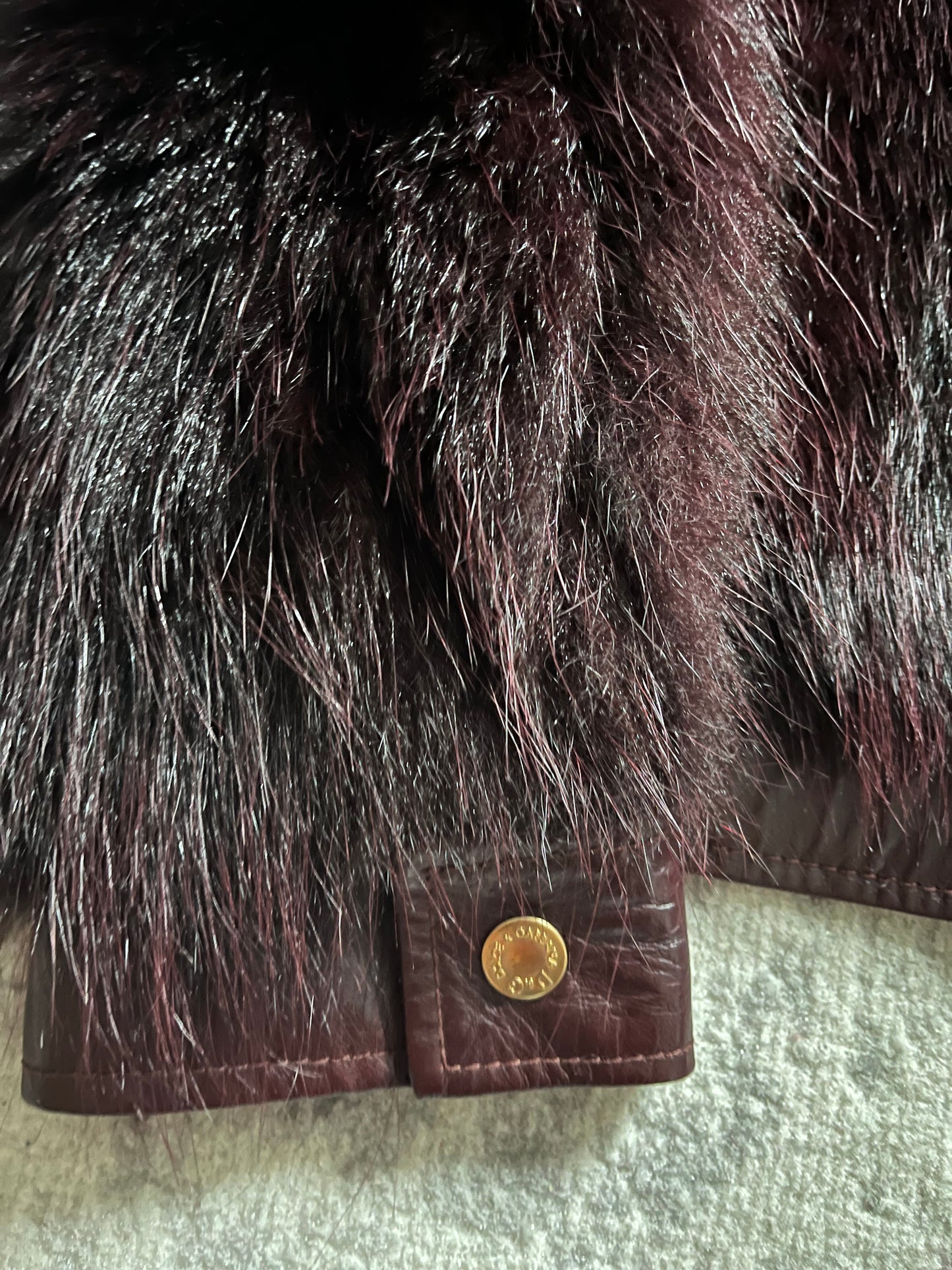 90s Dolce & Gabbana Glam Burgundy Red Fur Jacket (S)