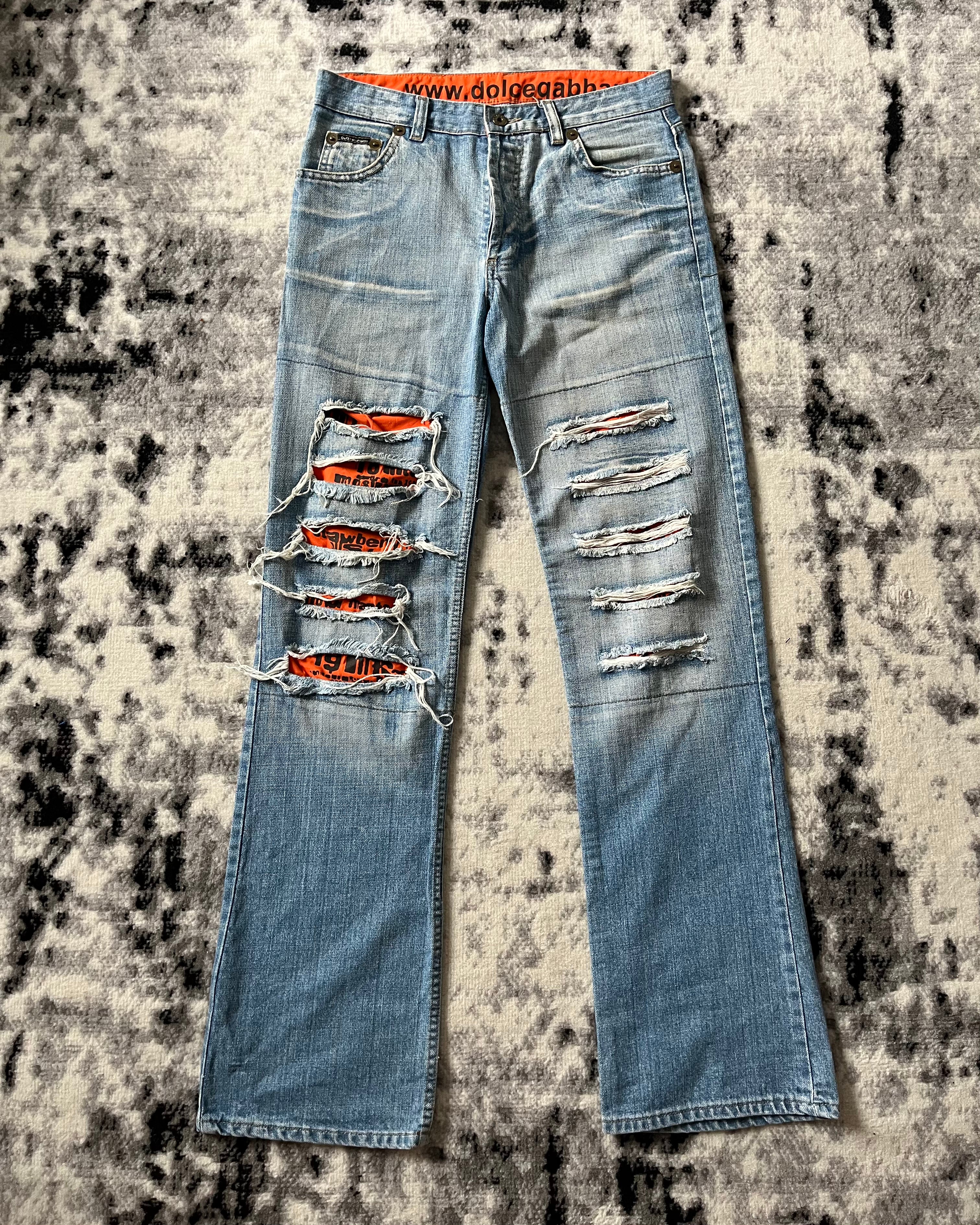 FW06 Dolce & Gabbana Calm Orange Poem Jeans (L)