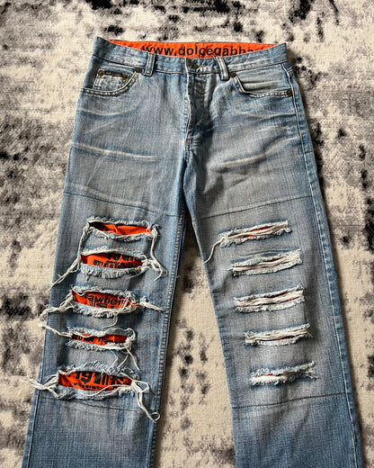 FW06 Dolce & Gabbana Calm Orange Poem Jeans (L)