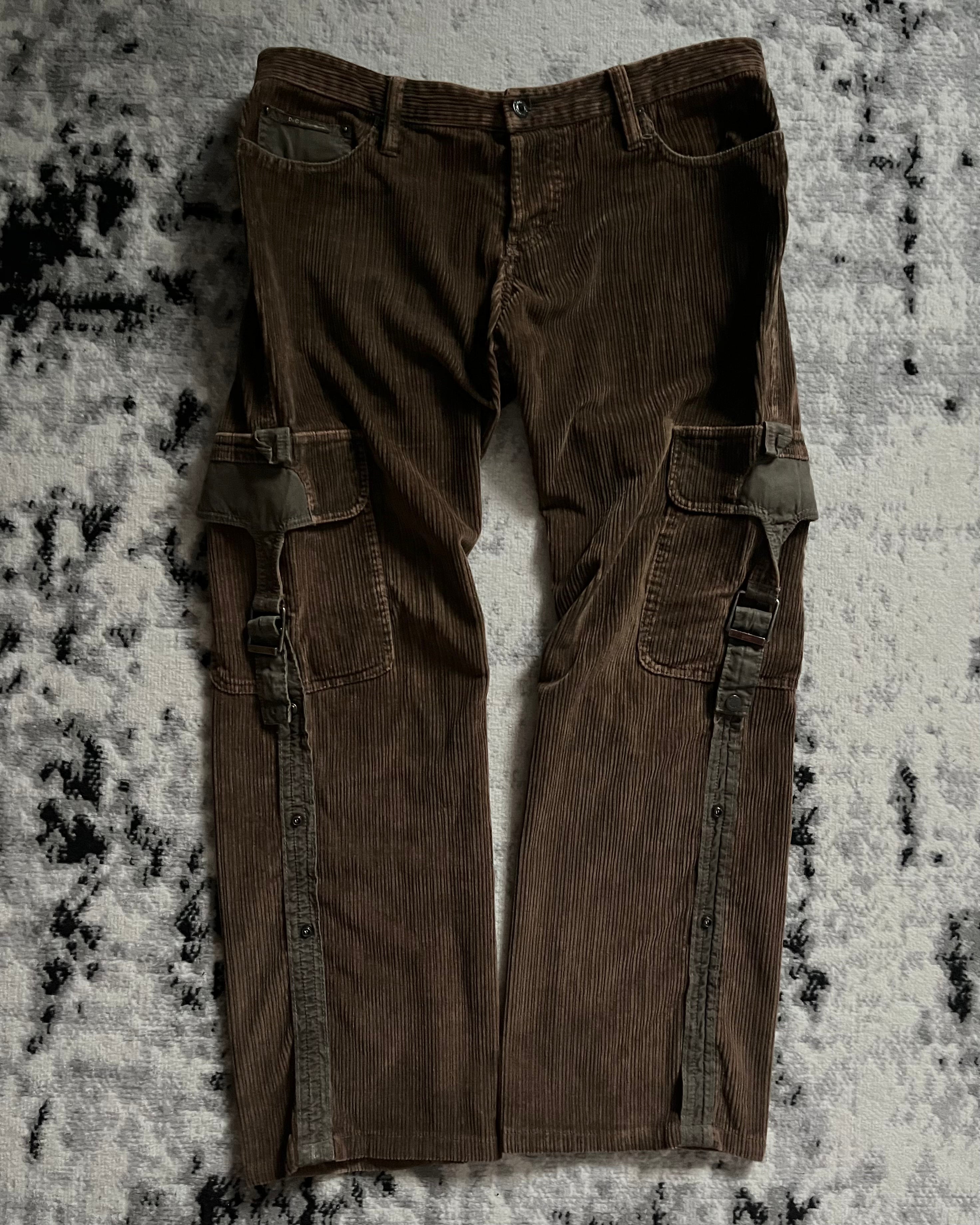 AW2004 Dolce & Gabbana Velvet Military Cargo Bondage Pants