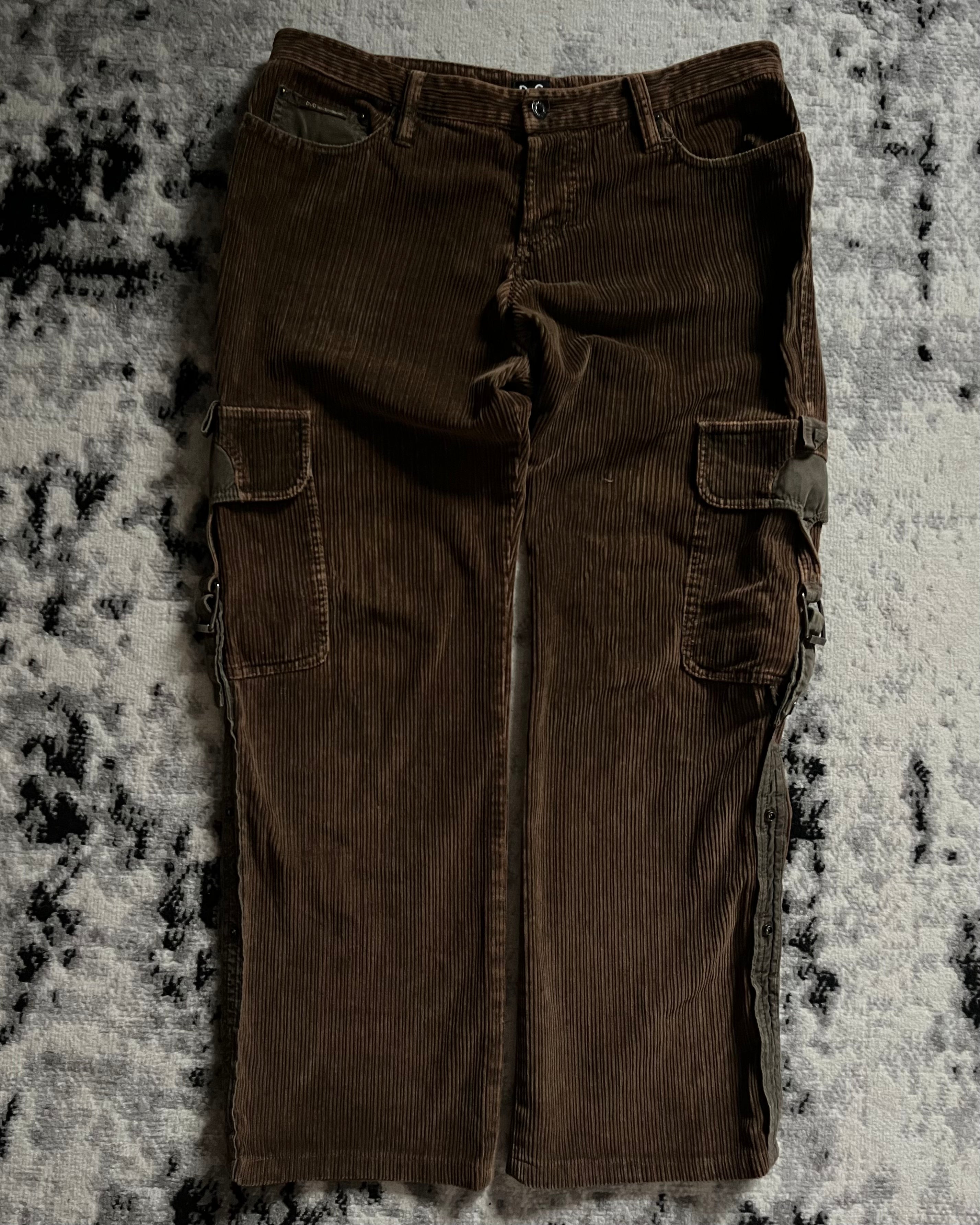 AW2004 Dolce & Gabbana Velvet Military Cargo Bondage Pants