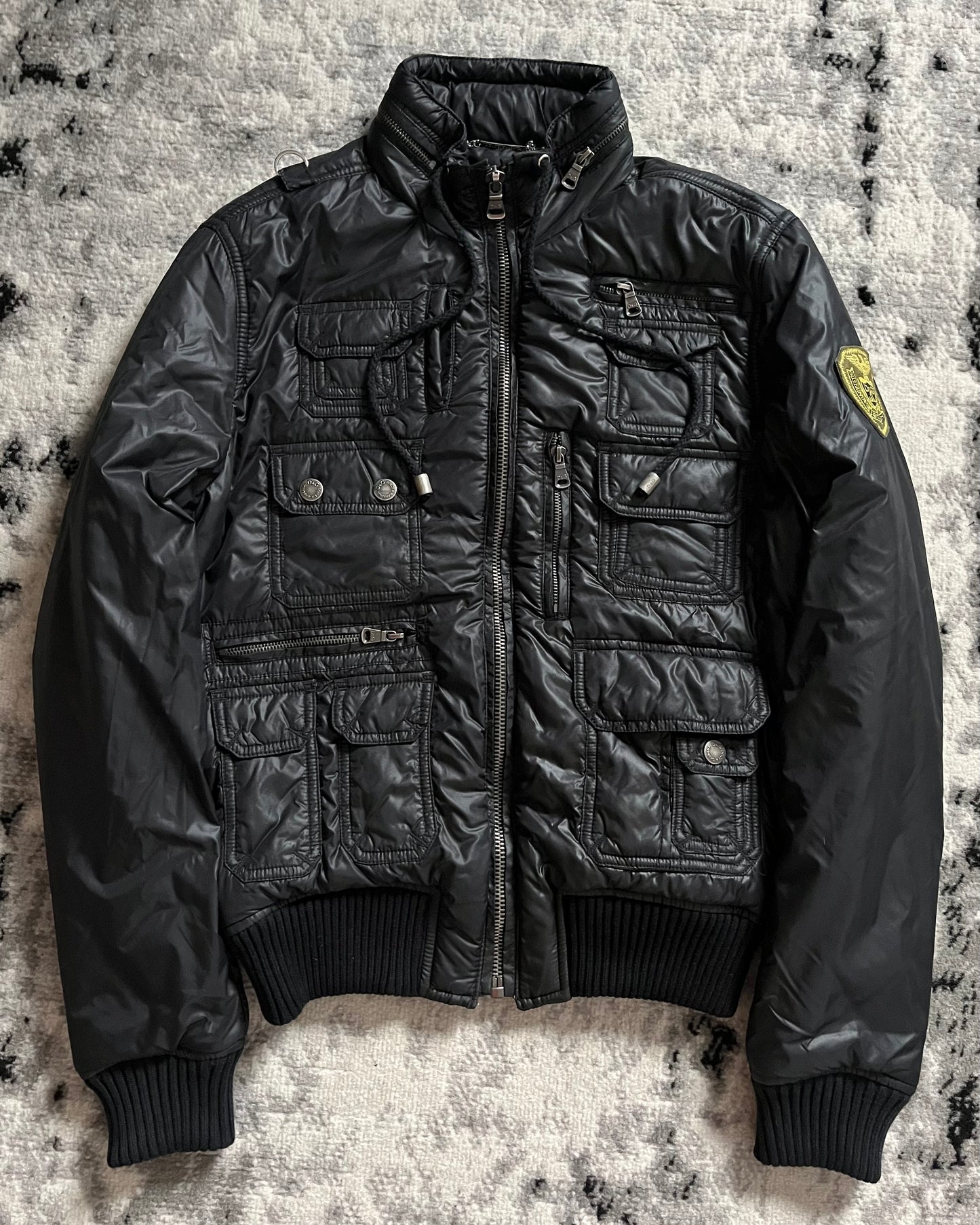 AW2003 Dolce & Gabbana Cargo Bomber Military Black Jacket (M)