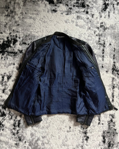 00s Dolce & Gabbana Biker Smooth Navy Jacket (M)
