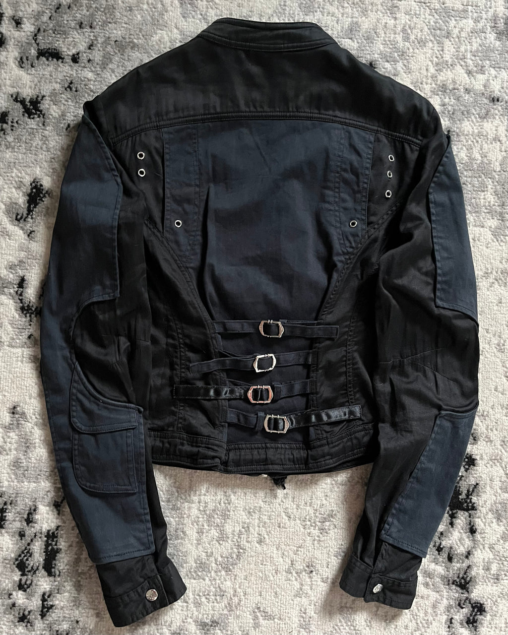 SS2005 Cavalli Obscure Black Navy Cobra Corset Jacket (XS/S)