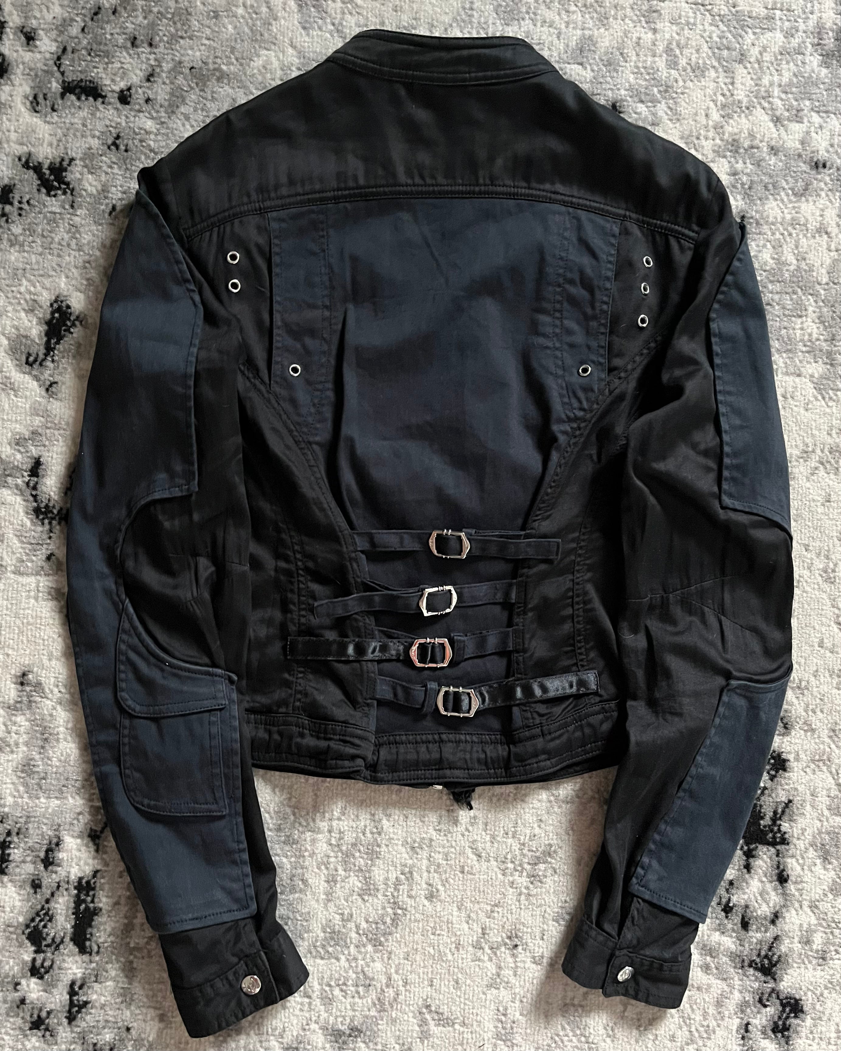 SS2005 Cavalli Obscure Black Navy Cobra Corset Jacket (XS/S)