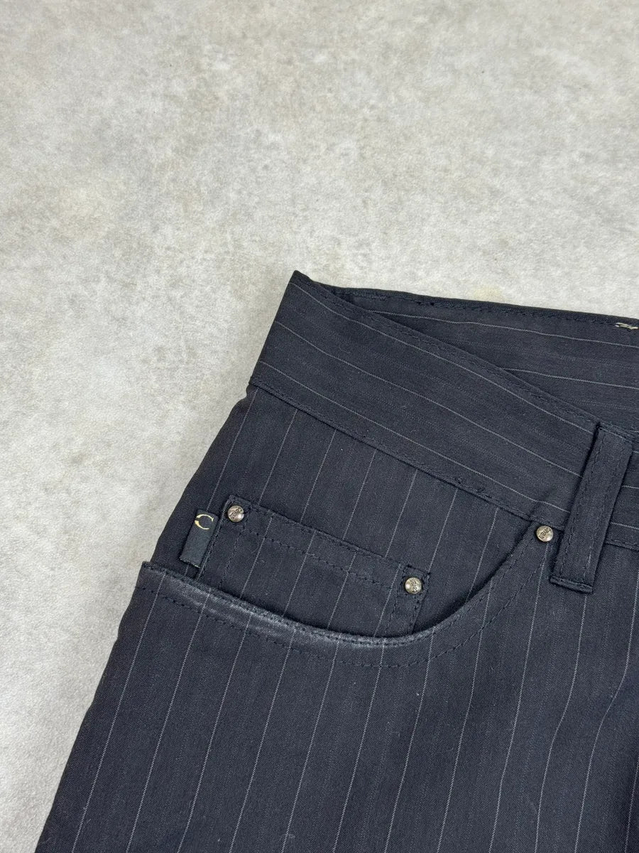 2000s Cavalli Black Pinstripe Graphic Pants UezKnypQ 9