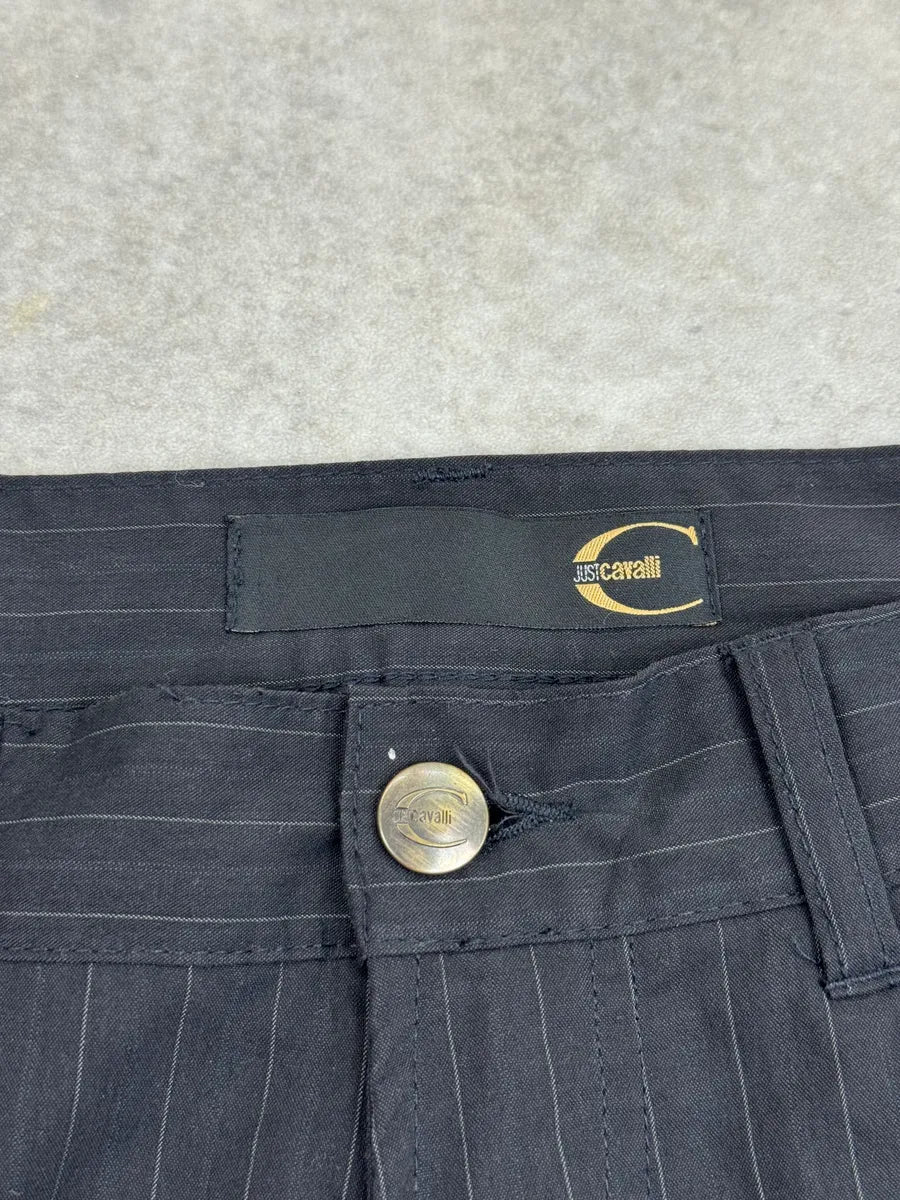 2000s Cavalli Black Pinstripe Graphic Pants UezKnypQ 12