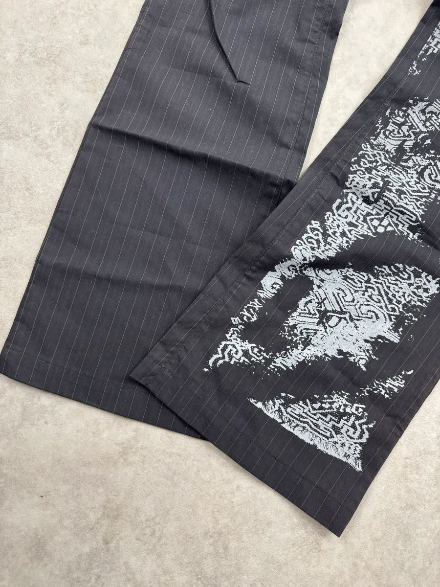 2000s Cavalli Black Pinstripe Graphic Pants UezKnypQ 8