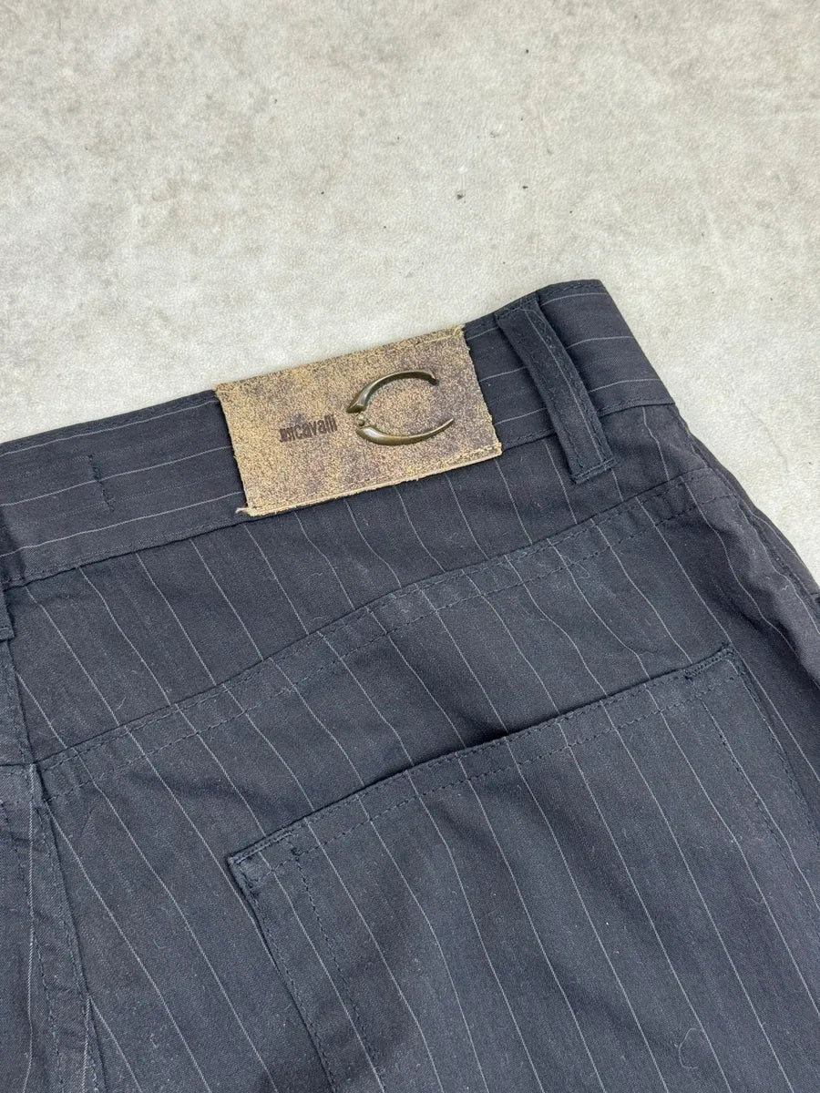 2000s Cavalli Black Pinstripe Graphic Pants UezKnypQ 11
