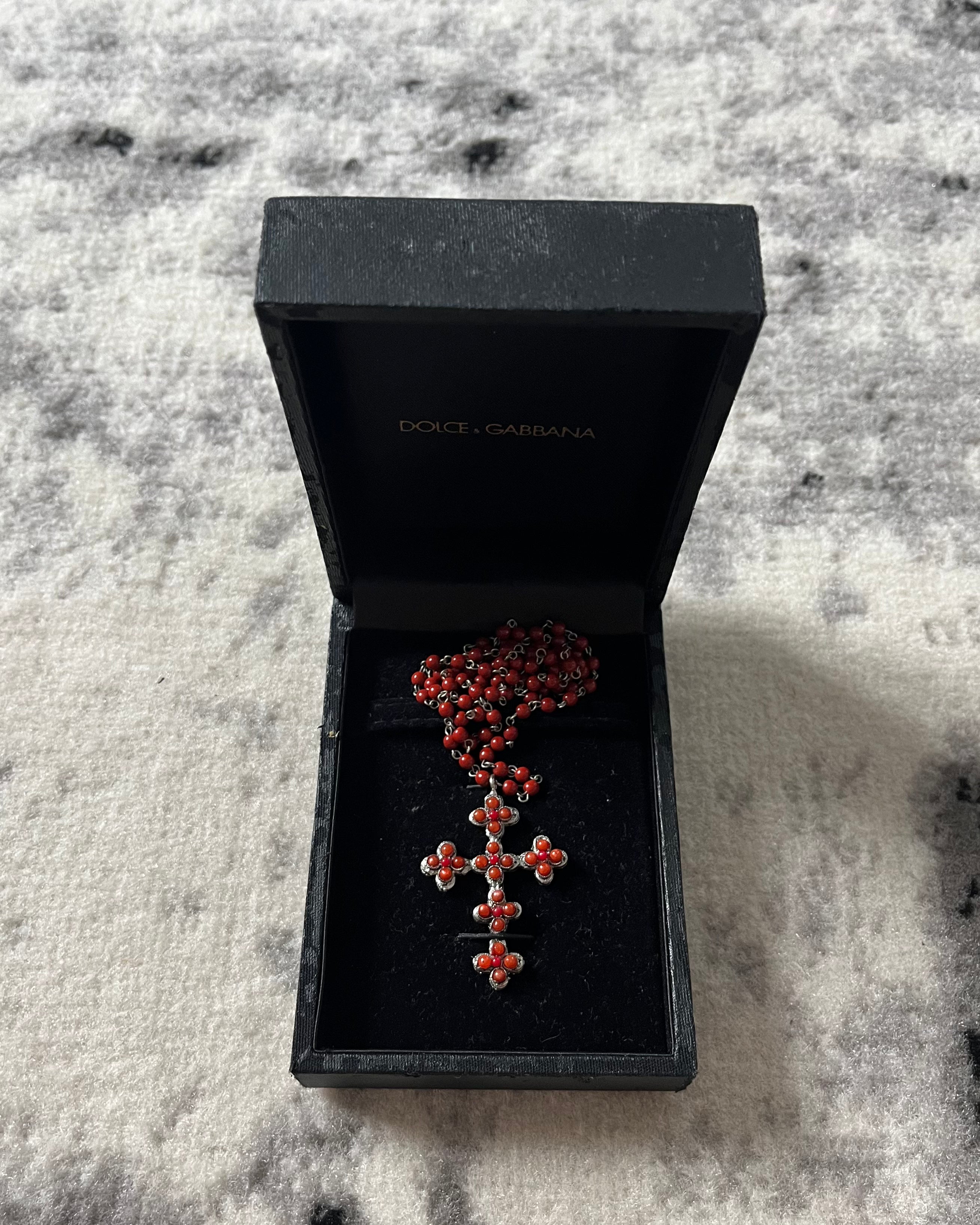 90s Dolce & Gabbana Faith Red Necklace