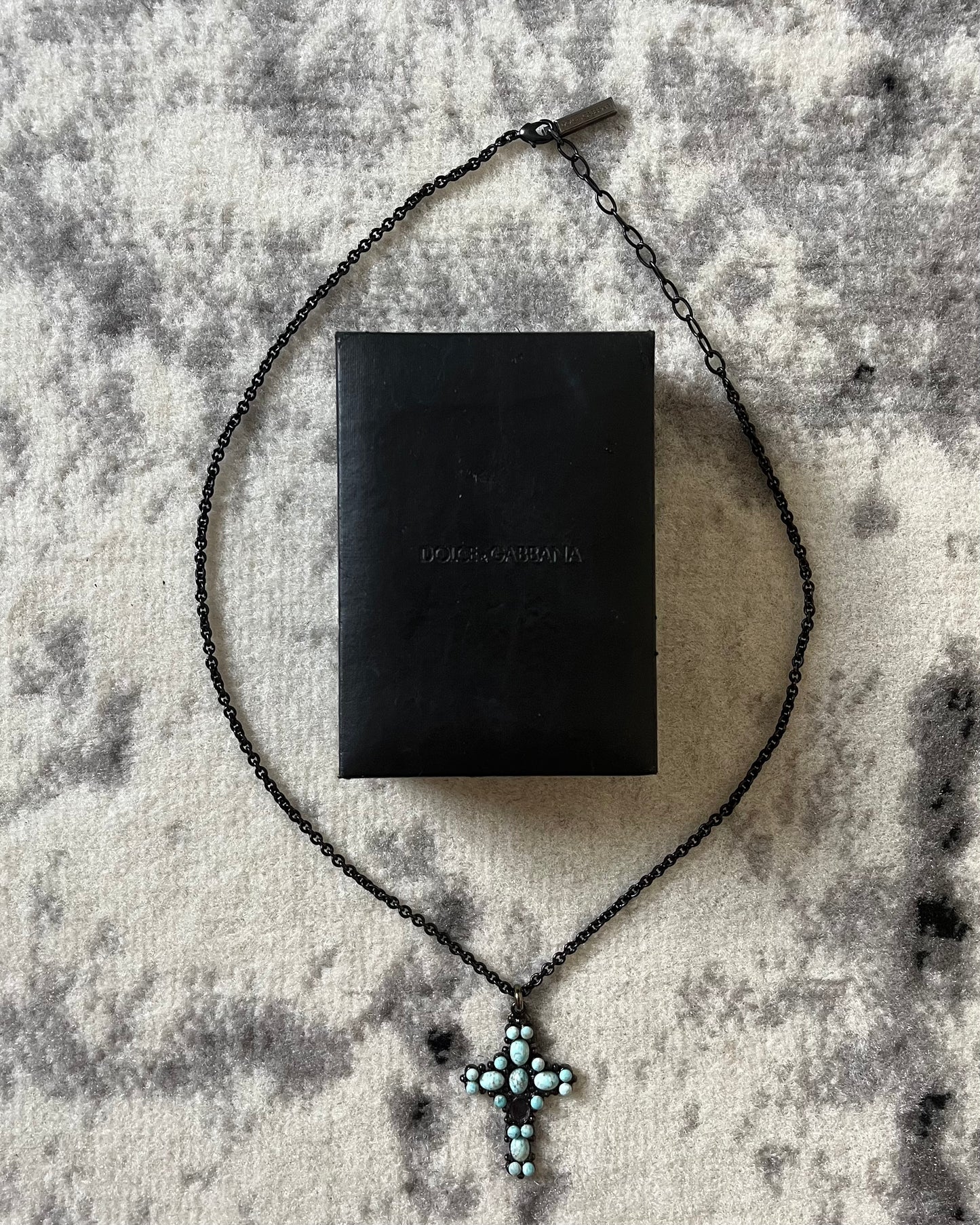 Dolce &amp; Gabbana 黑色缟玛瑙十字项链