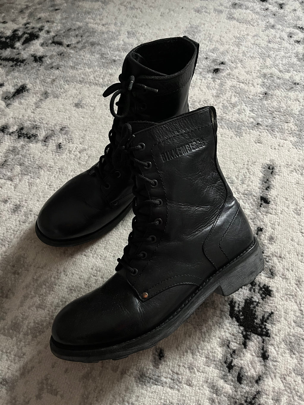 2000s Dirk Bikkembergs Black Combat Leather Boots (43eu/us9,5)