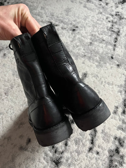 2000s Dirk Bikkembergs Black Combat Leather Boots (43eu/us9,5)