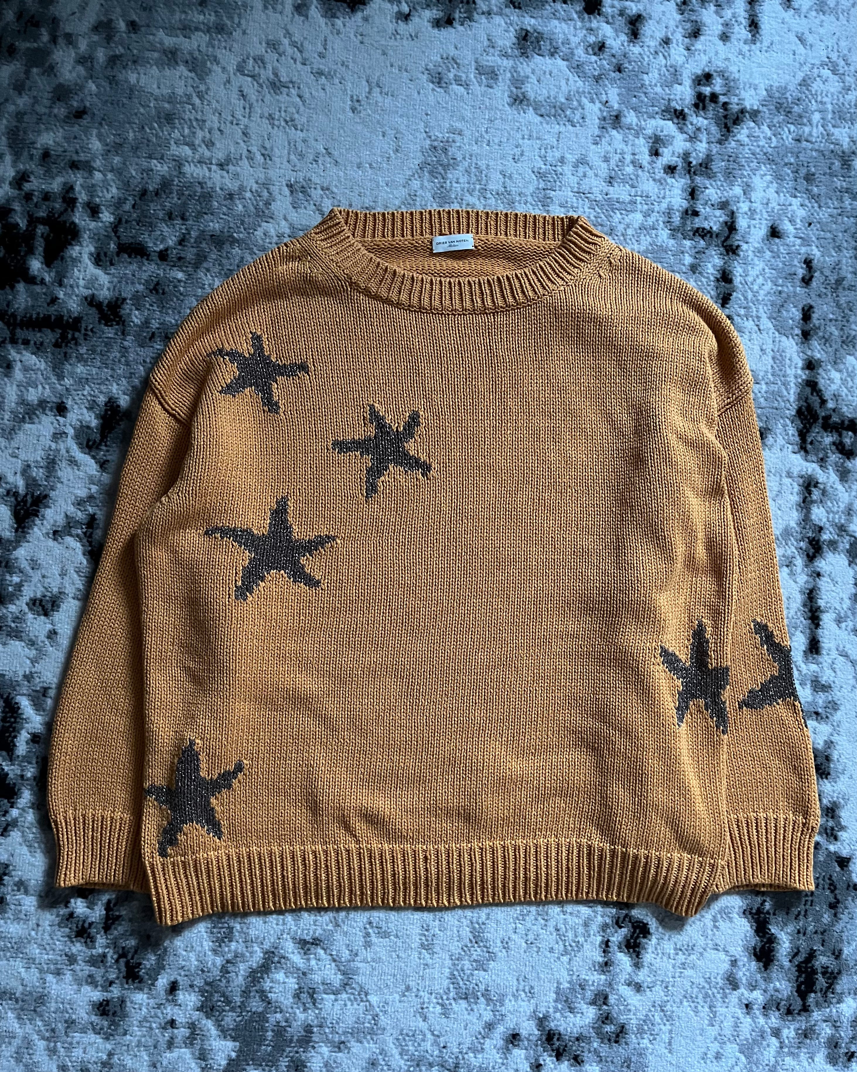 SS2020 Dries Van Noten Orange Star Galaxy Sweater