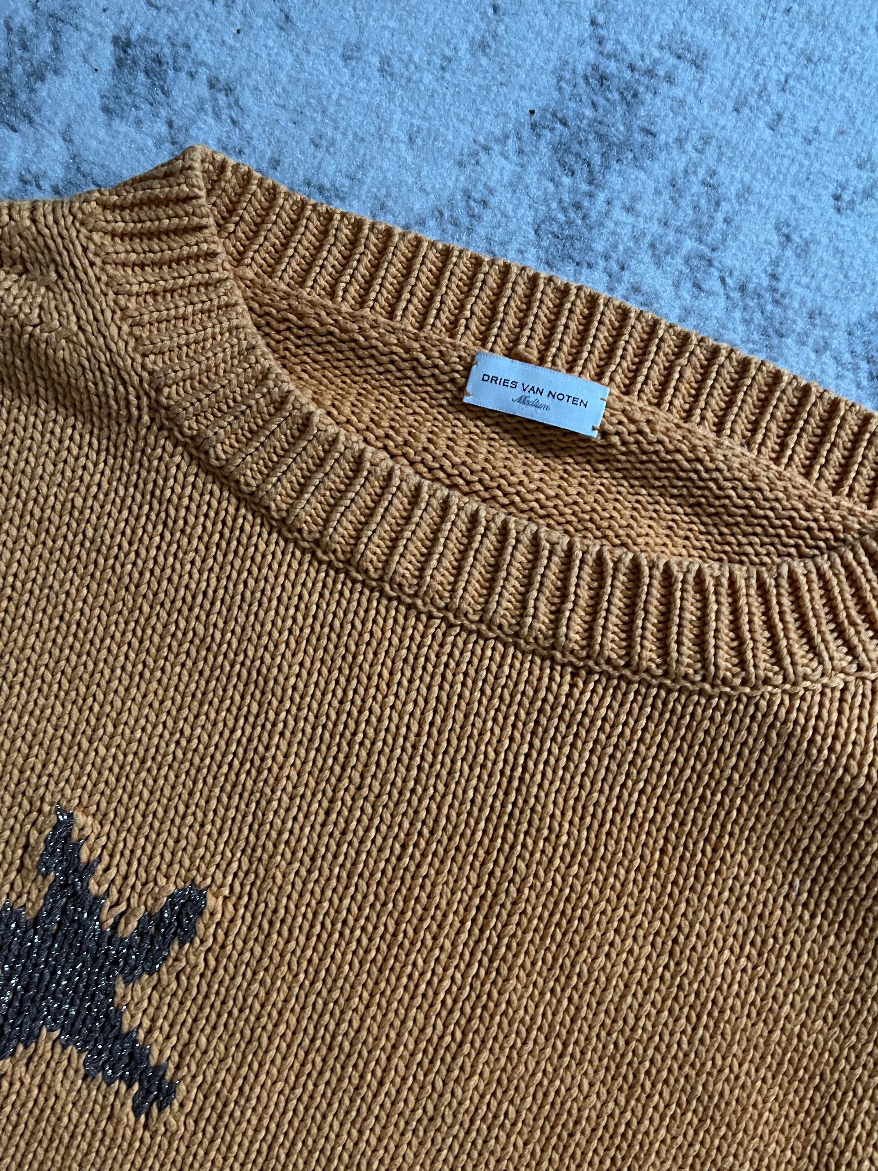 SS2020 Dries Van Noten Orange Star Galaxy Sweater