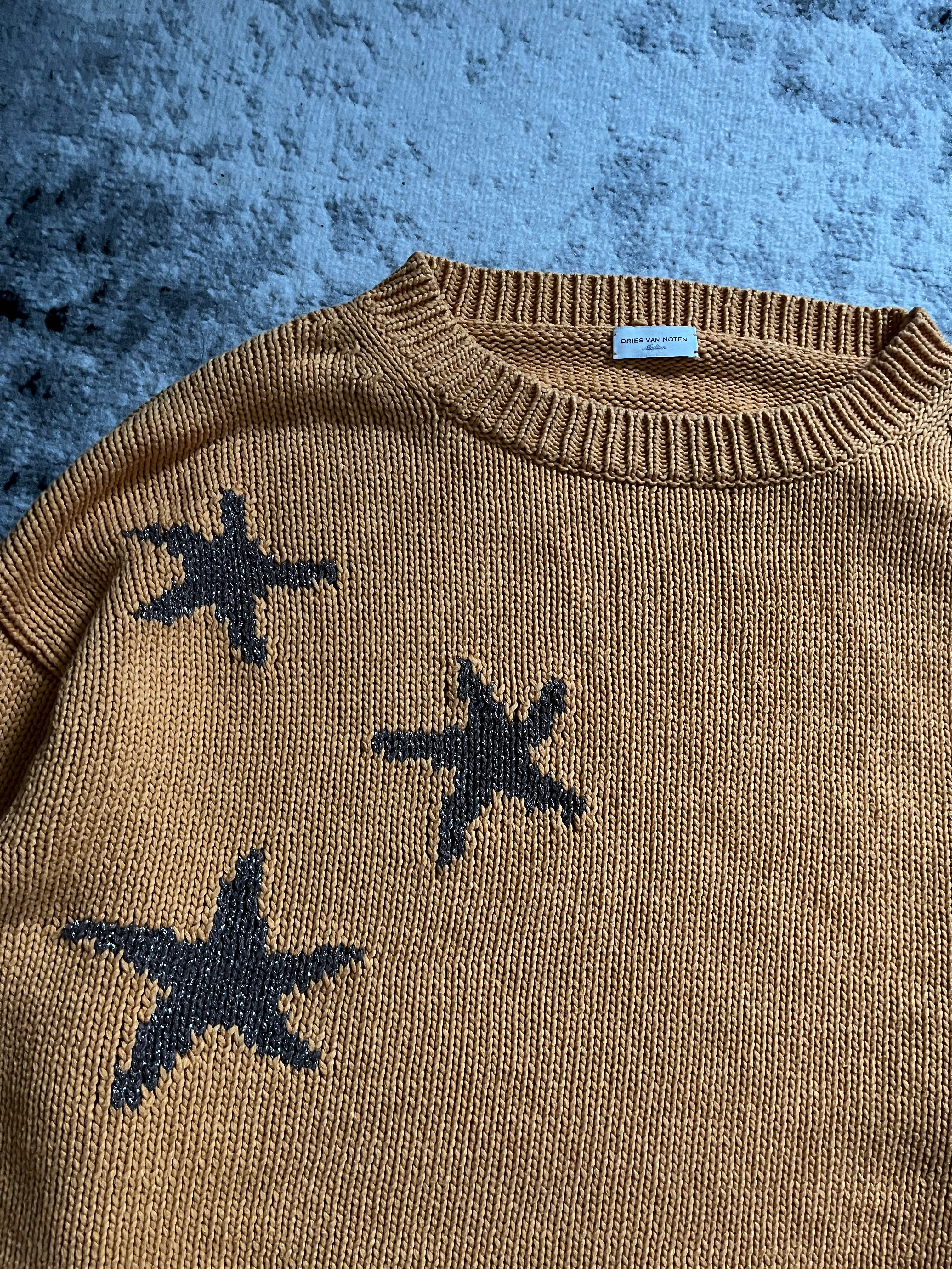 SS2020 Dries Van Noten Orange Star Galaxy Sweater