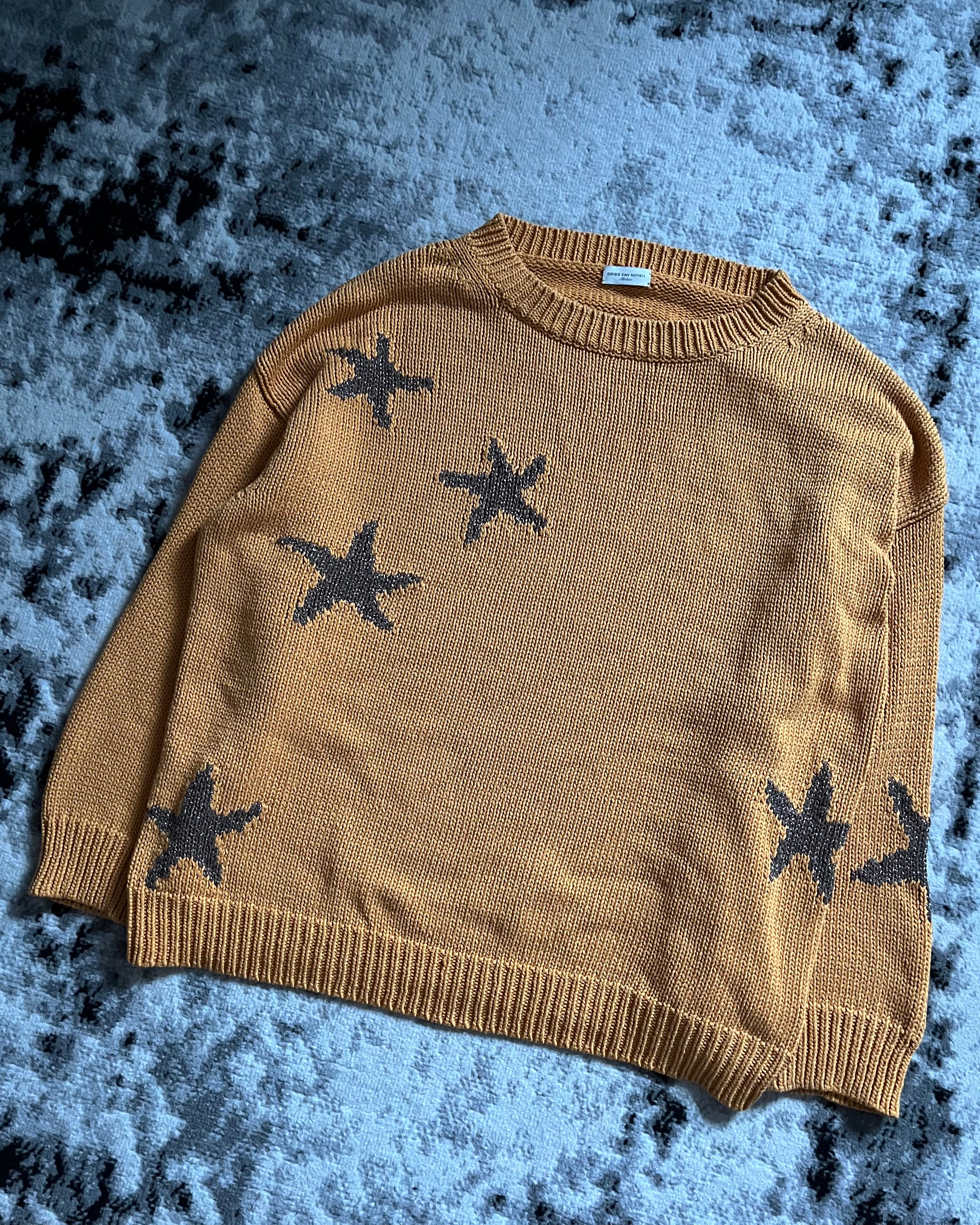 SS2020 Dries Van Noten Orange Star Galaxy Sweater