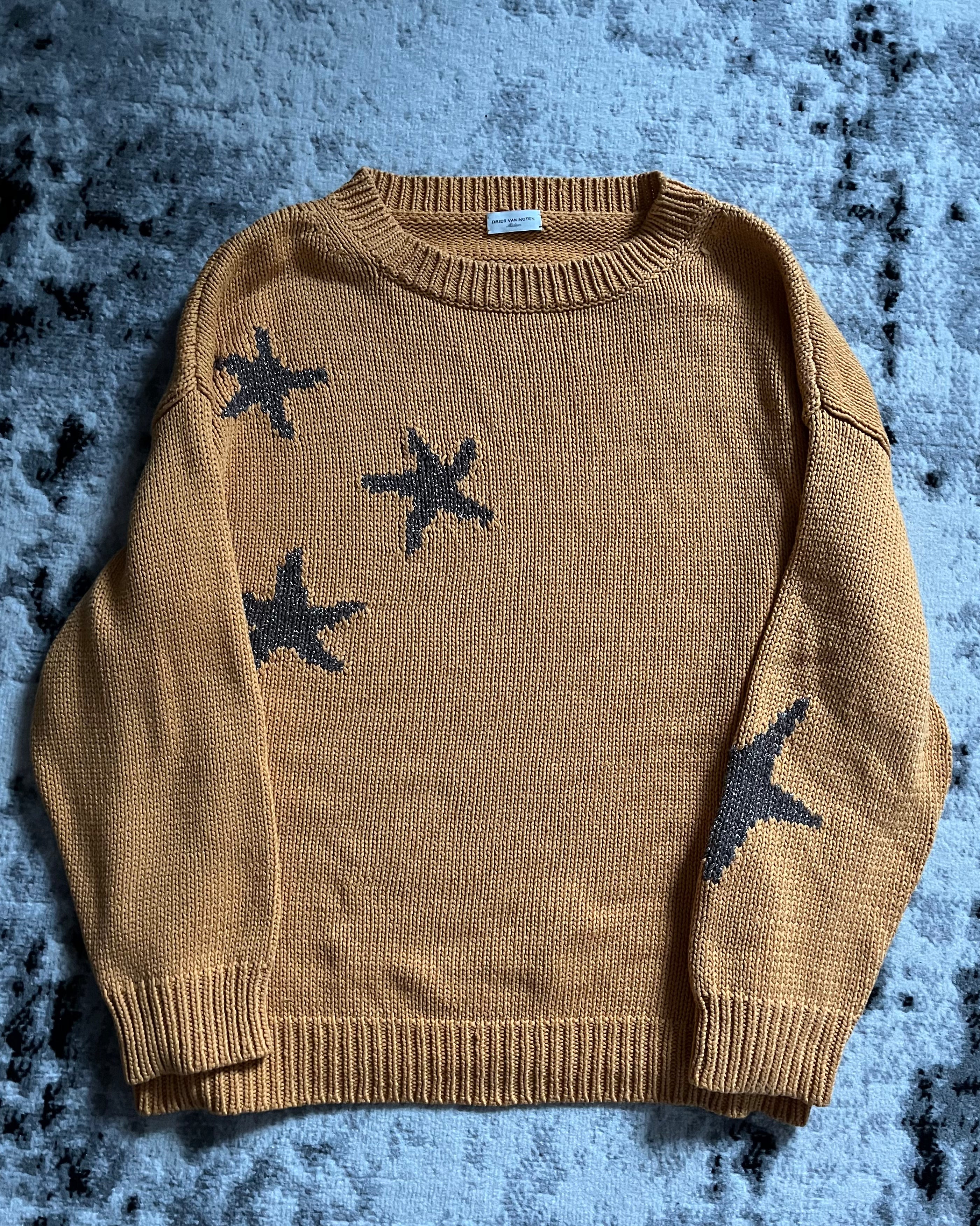 SS2020 Dries Van Noten Orange Star Galaxy Sweater