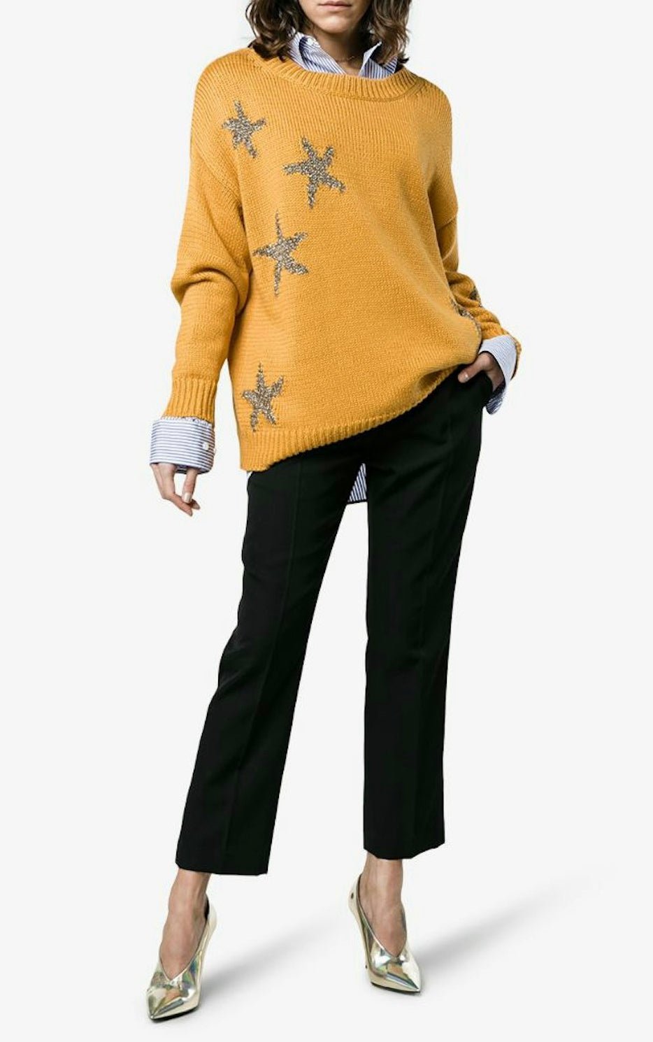 SS2020 Dries Van Noten Orange Star Galaxy Sweater