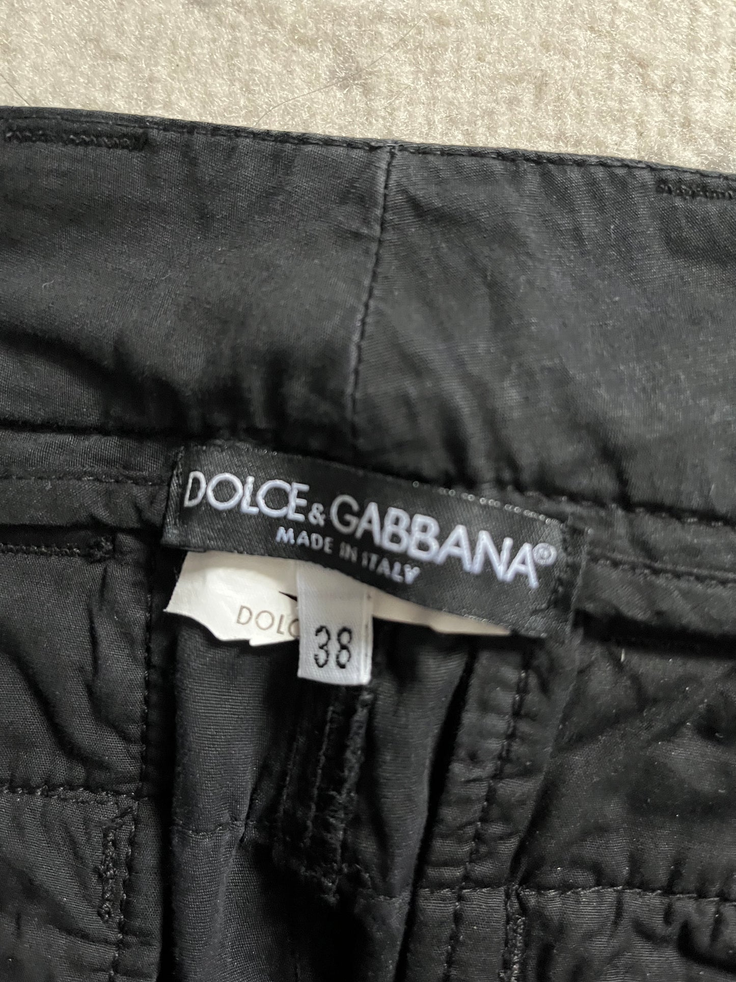 SS2004 Dolce &amp; Gabbana 3D 加固黑色彩绘工装裤 (S)