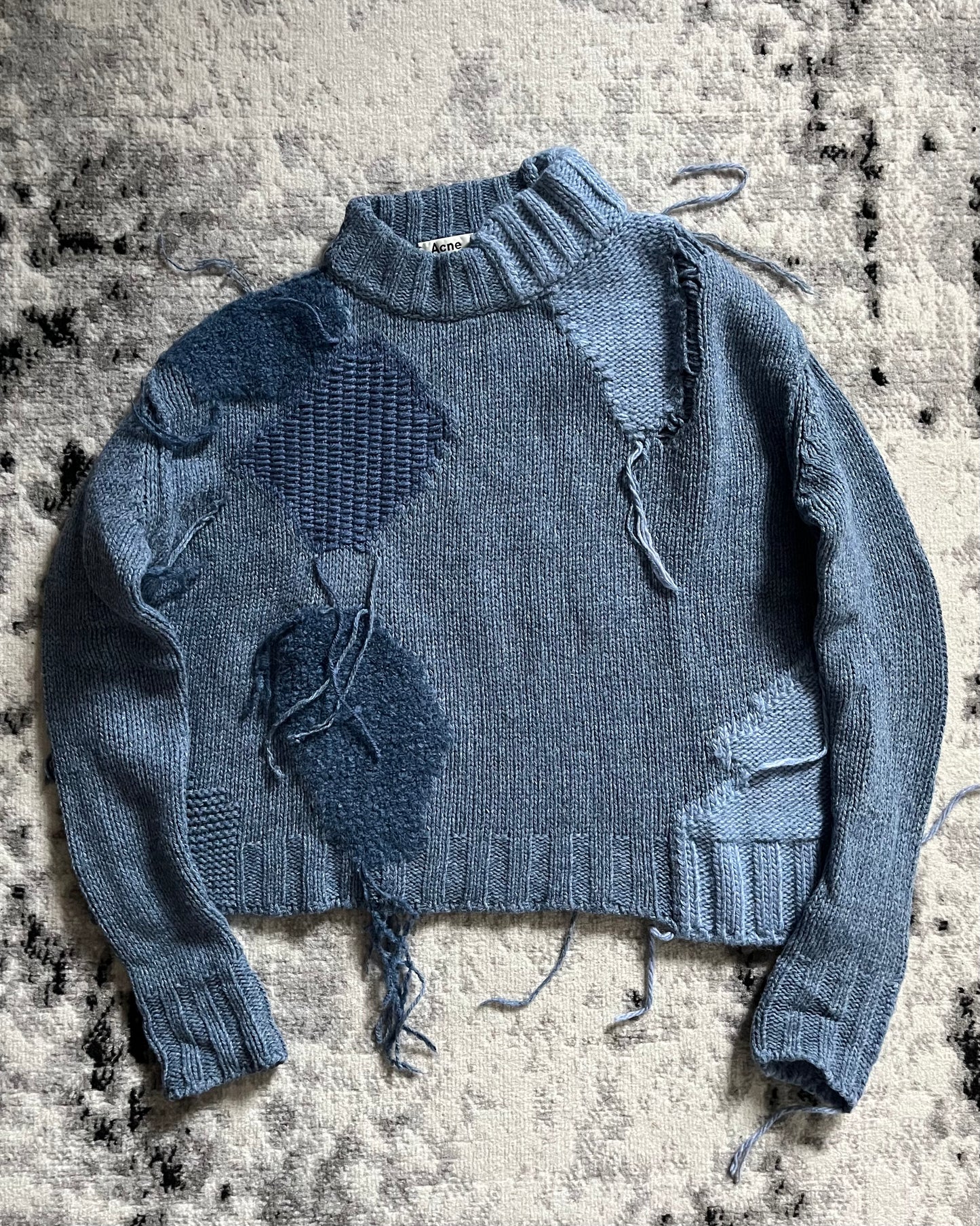 AW2017 Acne Studios Destructured Wool Aqua Sweater (XS)