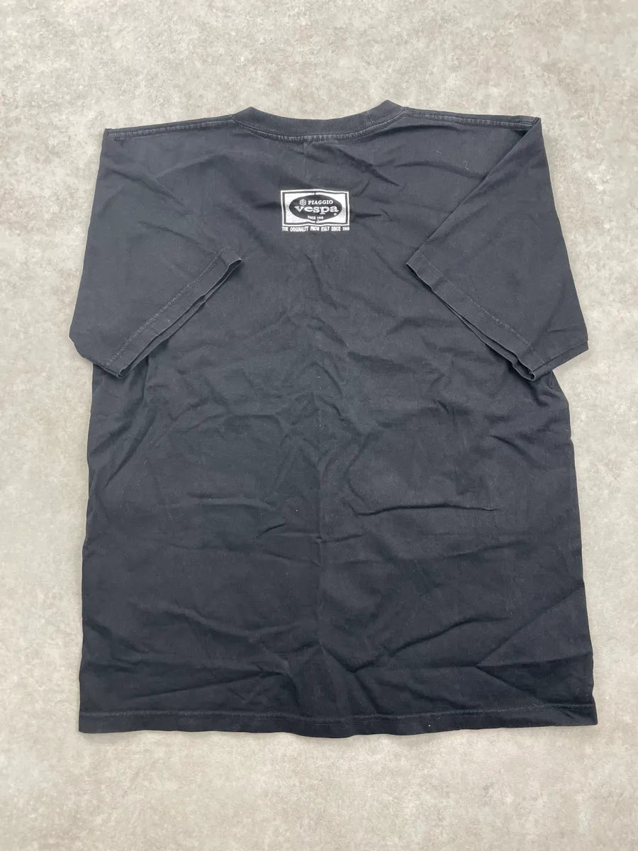 Vespa Black Scooter Graphic Logo T-Shirt bEfTJfKM 4