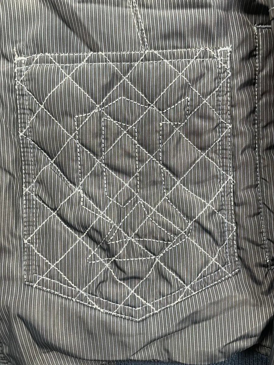 SS2011 Galliano Grey-Navy Nylon Striped Quilted Bomber Jacket ZBLbpAvS 7