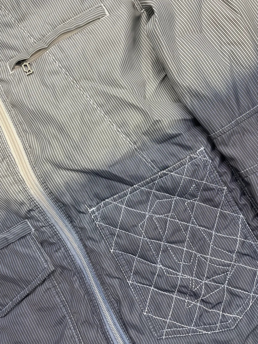 SS2011 Galliano Grey-Navy Nylon Striped Quilted Bomber Jacket ZBLbpAvS 6