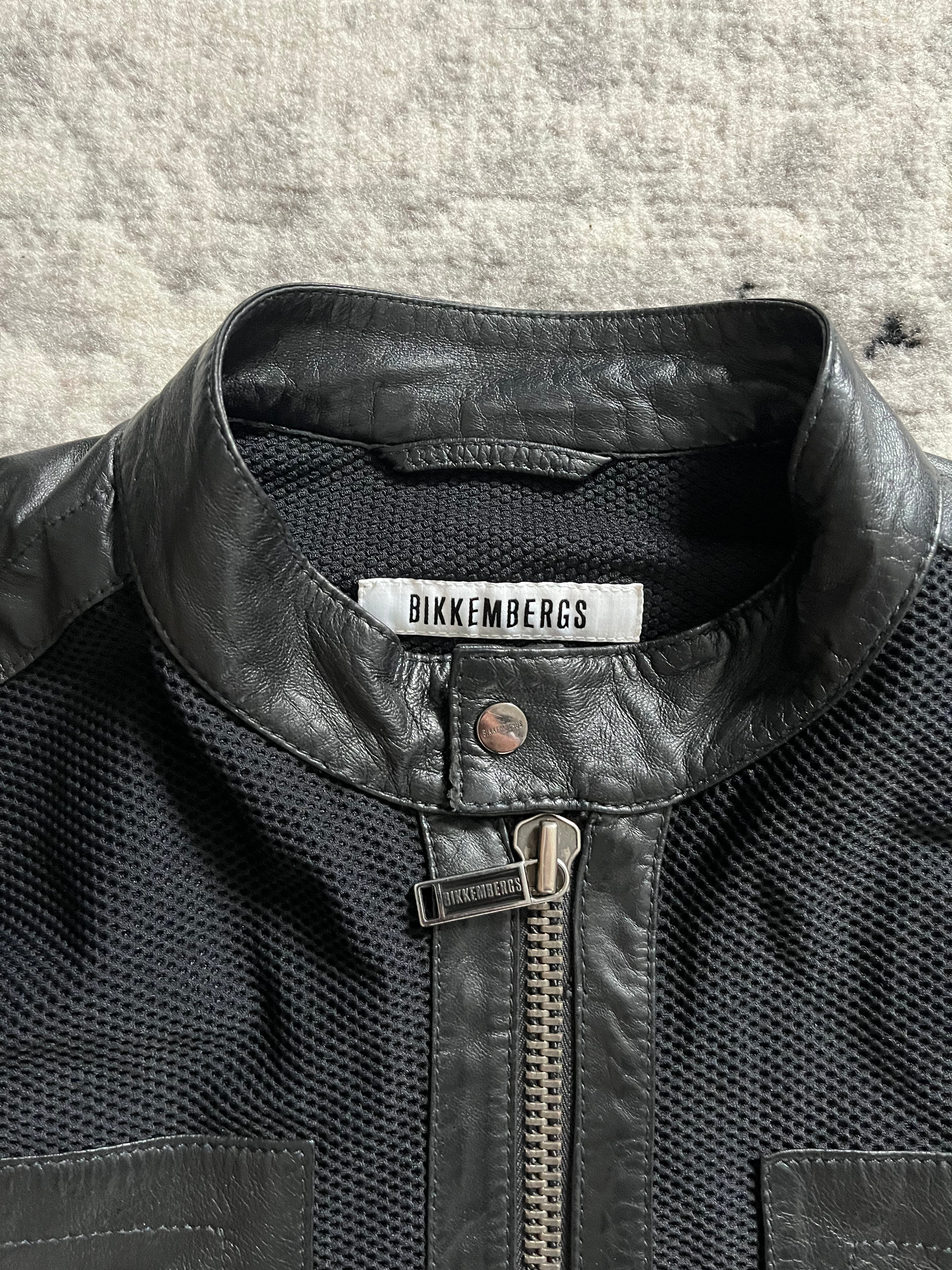 00s ダーク ビッケンバーク ブラック ハイブリッド レザー ジャケット (L)