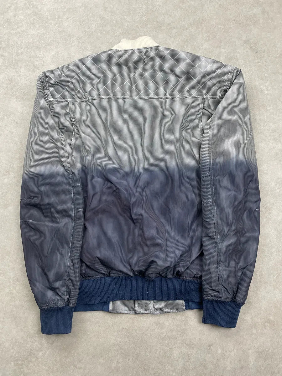 SS2011 Galliano Grey-Navy Nylon Striped Quilted Bomber Jacket ZBLbpAvS 4