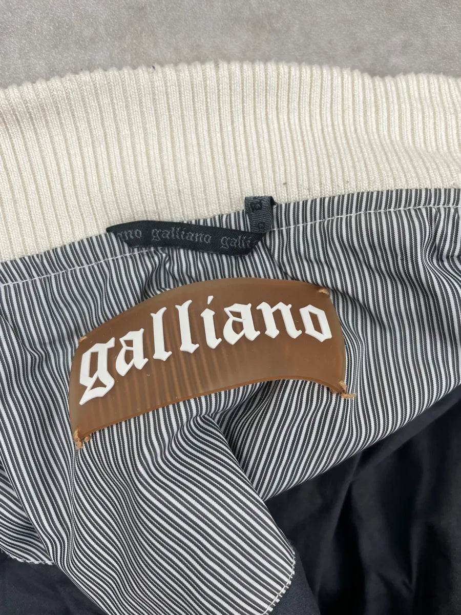 SS2011 Galliano Grey-Navy Nylon Striped Quilted Bomber Jacket ZBLbpAvS 10