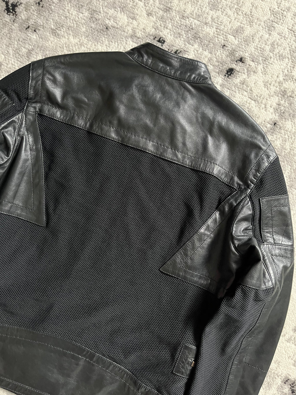 00s ダーク ビッケンバーク ブラック ハイブリッド レザー ジャケット (L)