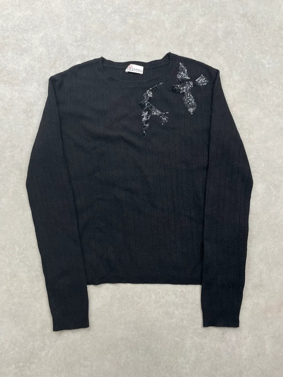 Valentino Black Wool Sequined Bird Sweater eAACRwlv 2