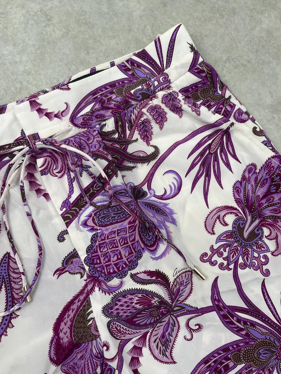 SS2012 Gucci White & Purple Silk Paisley Print Pants by Frida Giannini iWCbgauZ 6